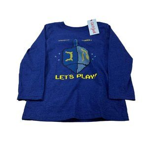 Cat And Jack Boy's Size 4T Tee Shirt Let's Play Long Sleeve Blue New With Tags